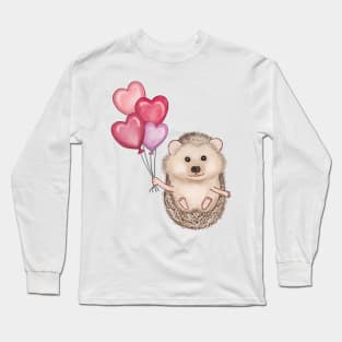 cute hedgehog with balloons Long Sleeve T-Shirt